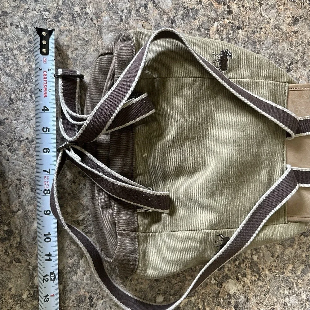 LL Bean Bag VTG Purse  Backpack— Embroidered Moose Sude Leather Adjustable Lock